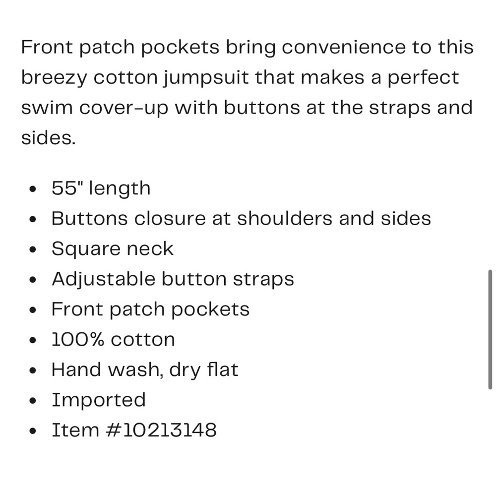 LSPACE NEW freya 100% cotton cover-up jumpsuit -cream -medium - Picture 4 of 4